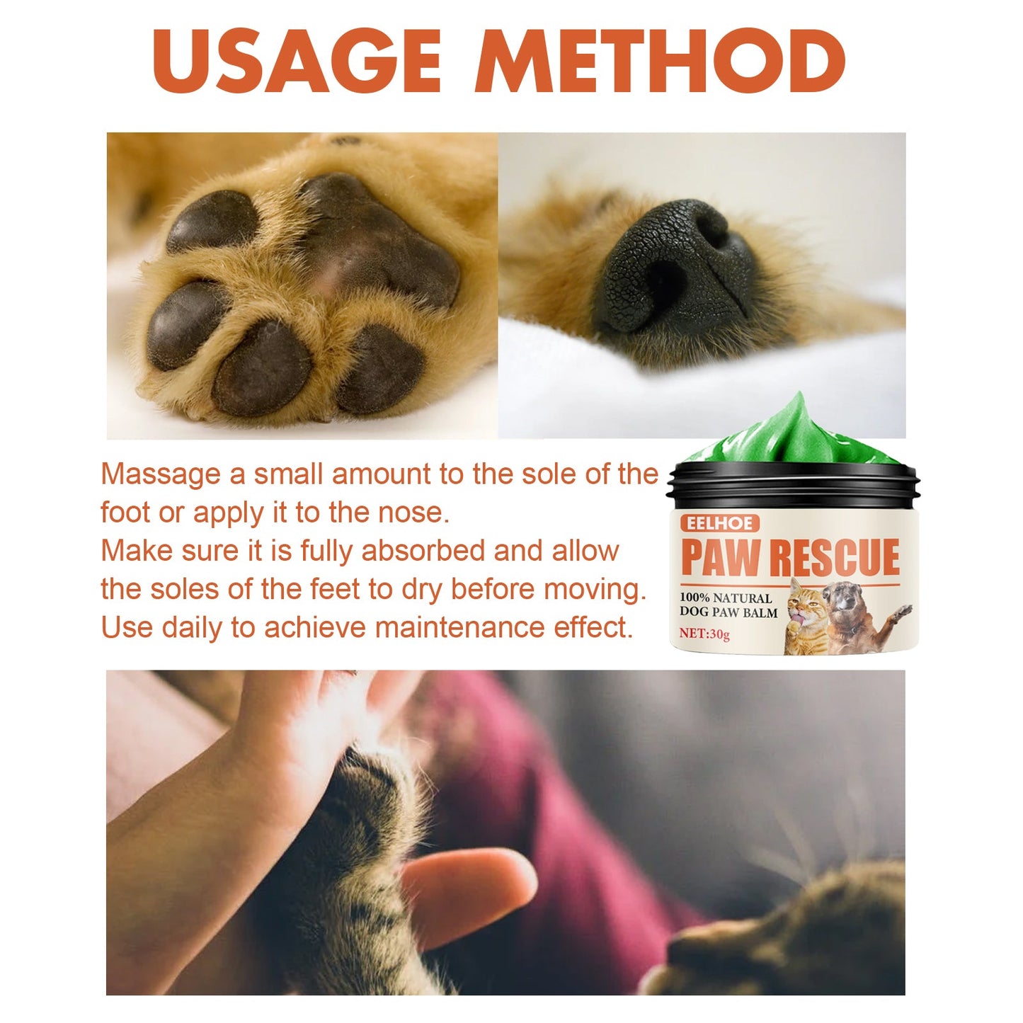 Pet Paw Balm For Cats And Dogs Foot Pad Protective Oil Soothes And Moisturizes And Cures Dry And Cracked Feet