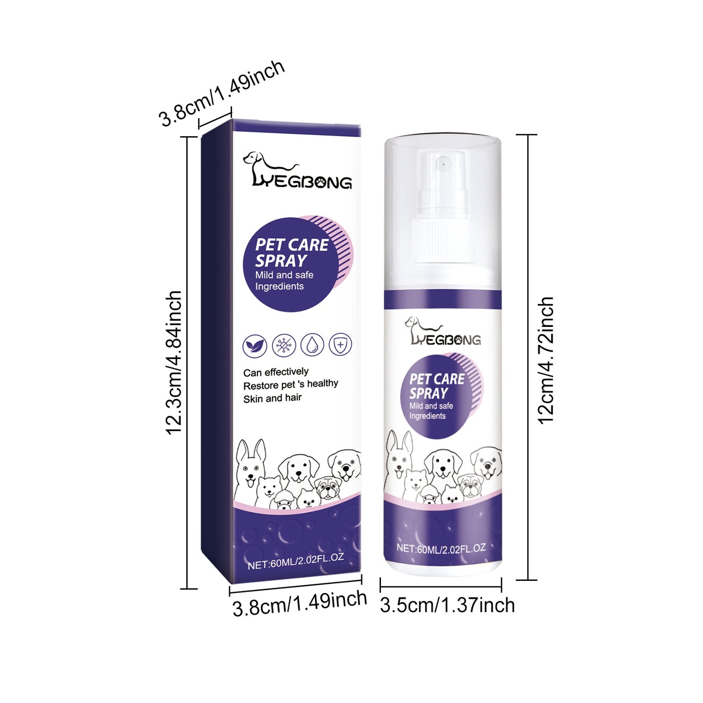 Pet Care Spray, Pet Cat And Dog Skin Wound Care Skin Moss Itchy Repair Spray