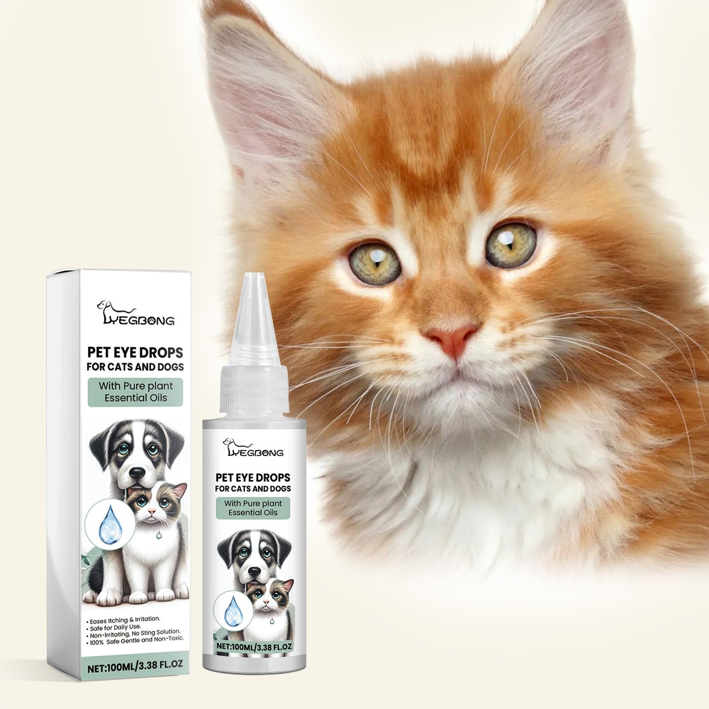 Eye Drops For Cats And Dogs, Pet Eye Clean Eye Care Drops For Tear Stains And Dirt