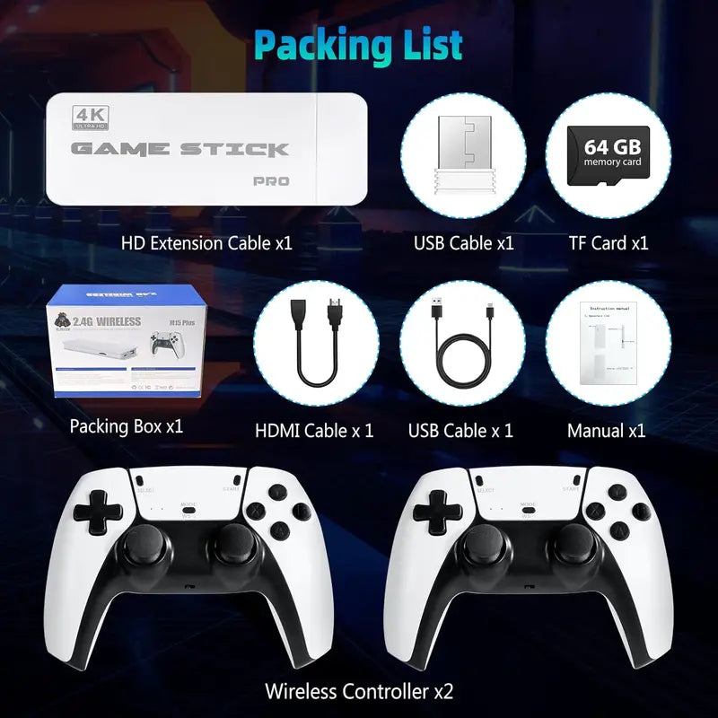 Wireless Gaming Console – 60,000+ Licensed Classic Games, 4K UHD Support & Two Free Controllers
